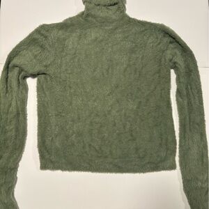 She + Sky fuzzy Green Tuttle Neck Sweater